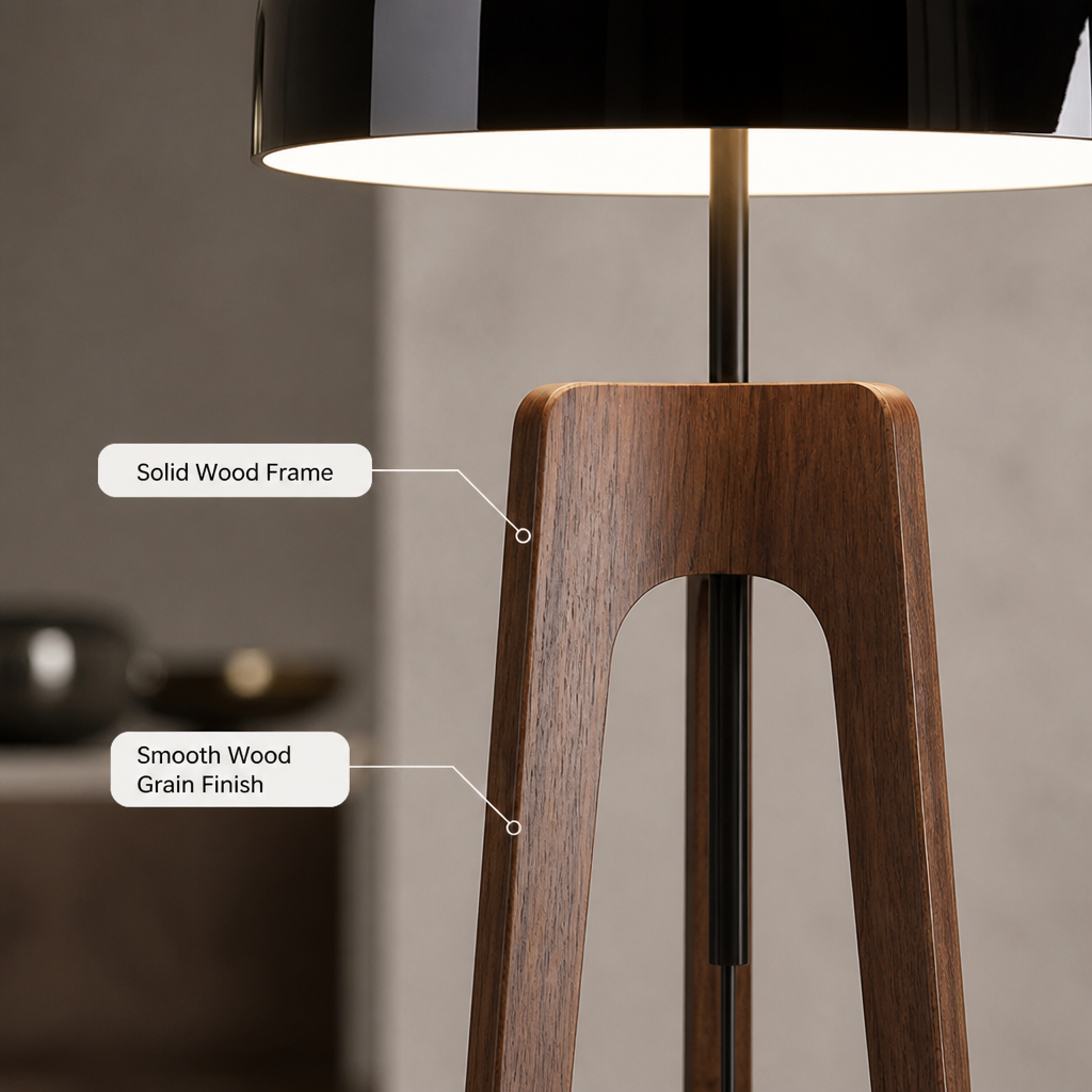 
Art Deco Wood LED Tripod Floor Lamp