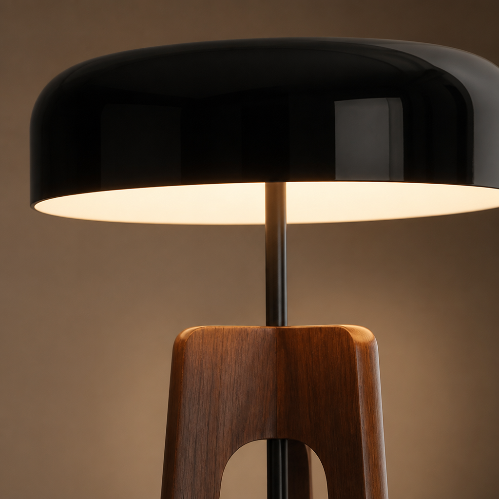 
Art Deco Wood LED Tripod Floor Lamp