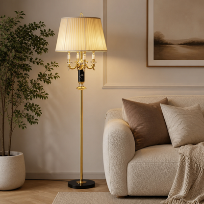Crystal Column Table Lamp with Fabric Shade