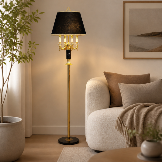 
Crystal Column Table Lamp with Fabric Shade