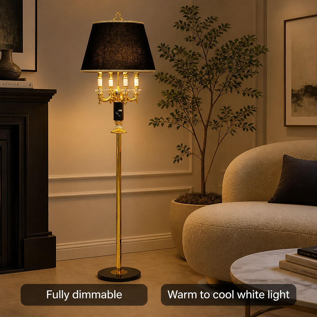 
Crystal Column Table Lamp with Fabric Shade