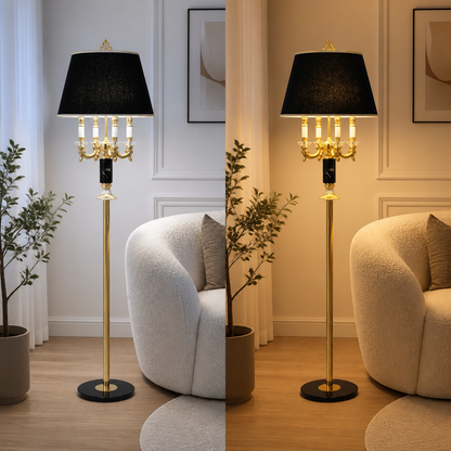 Crystal Column Table Lamp with Fabric Shade
