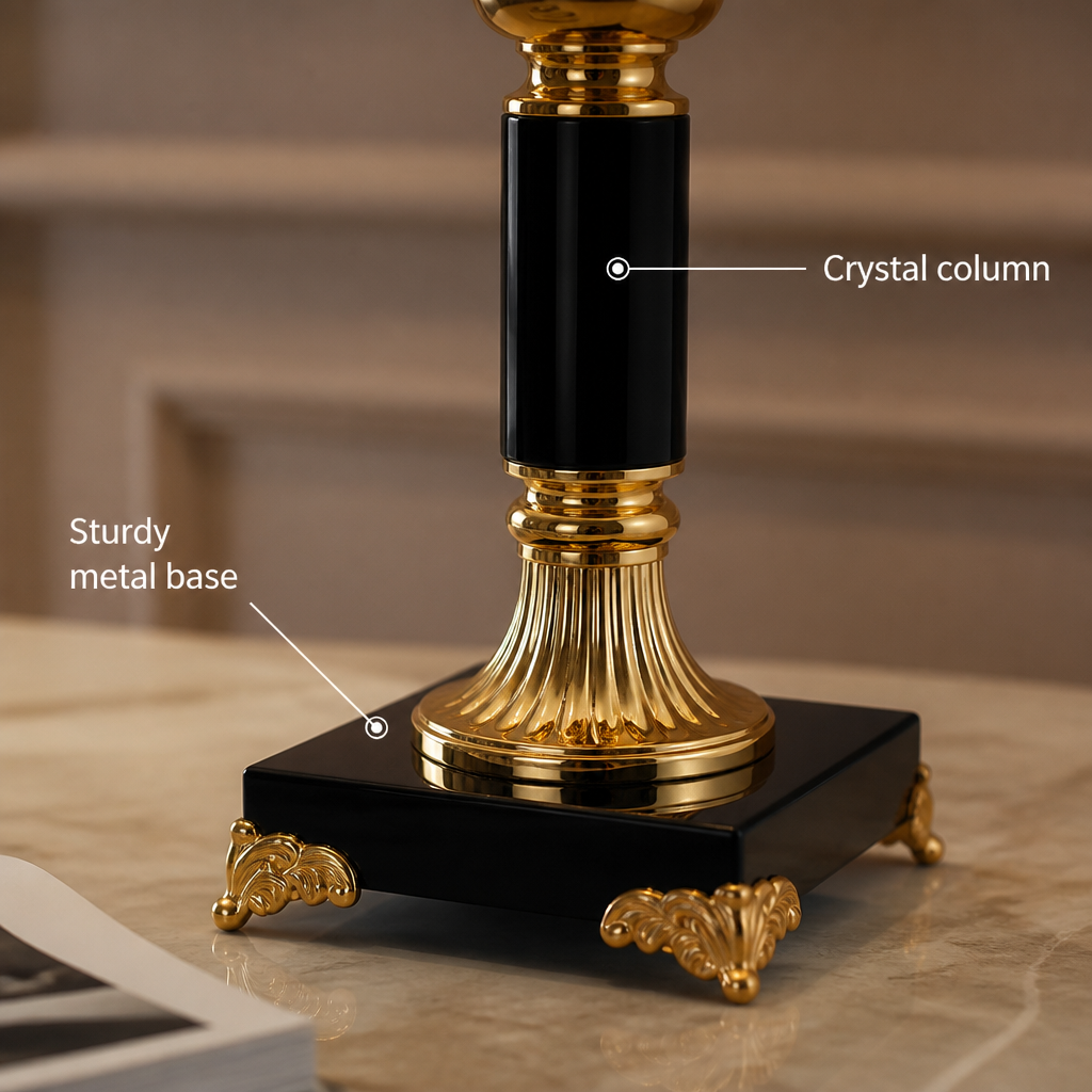 
Crystal Column Table Lamp with Fabric Shade