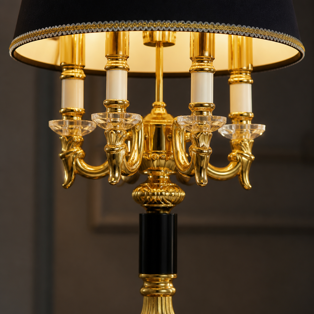 
Crystal Column Table Lamp with Fabric Shade