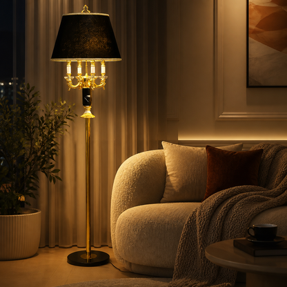 Crystal Column Table Lamp with Fabric Shade