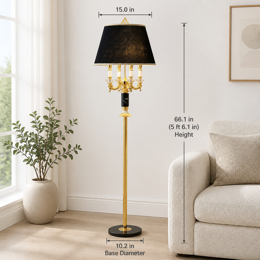 
Crystal Column Table Lamp with Fabric Shade