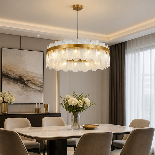 
Gold Crystal LED Ring Chandelier