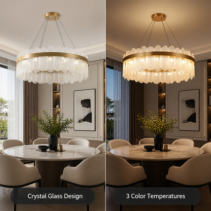 Gold Crystal LED Ring Chandelier