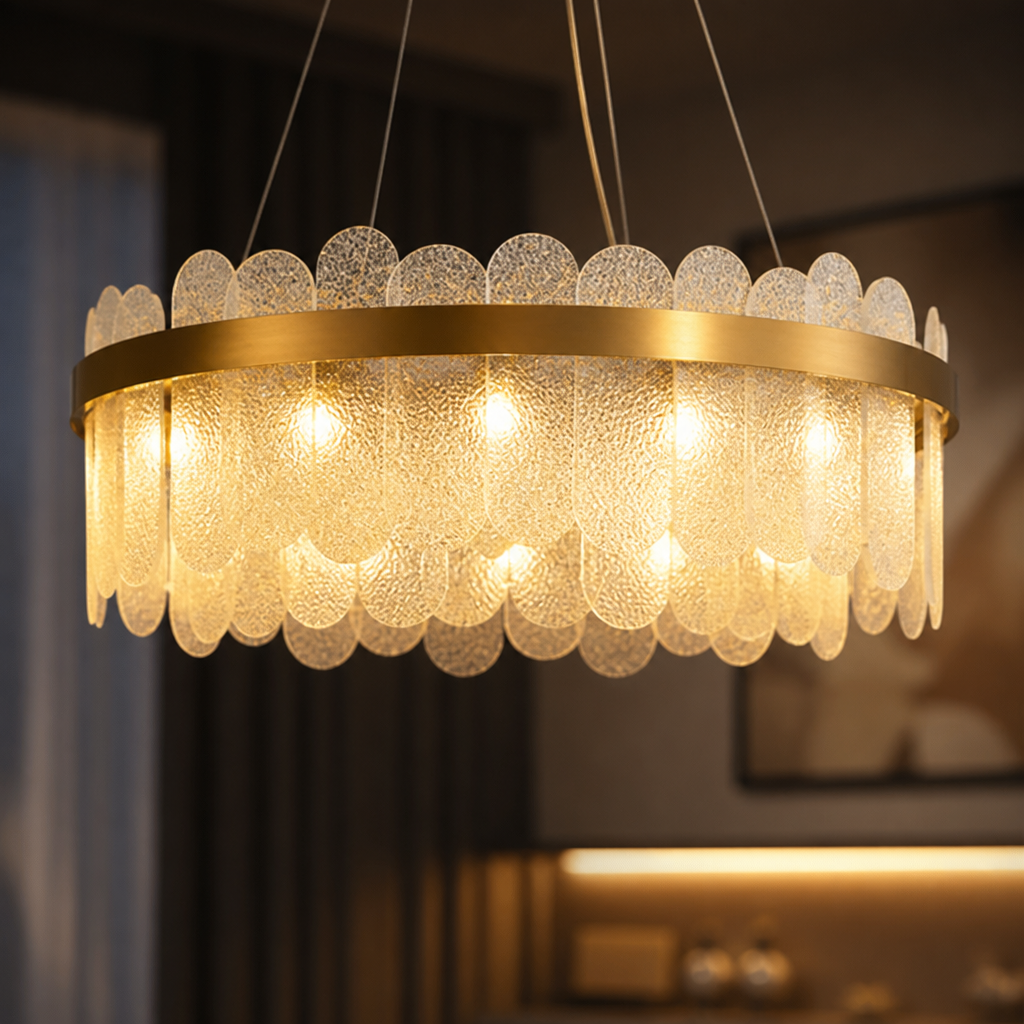 
Gold Crystal LED Ring Chandelier