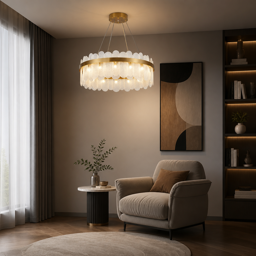
Gold Crystal LED Ring Chandelier