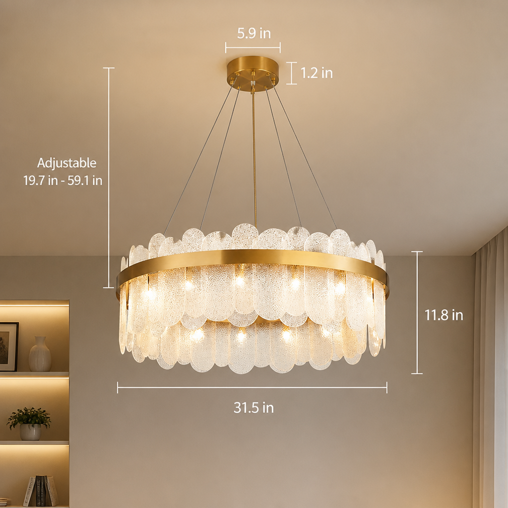 
Gold Crystal LED Ring Chandelier