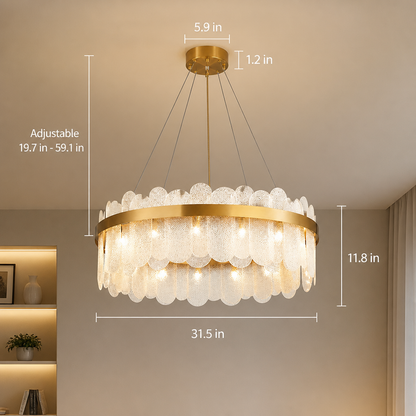 Gold Crystal LED Ring Chandelier