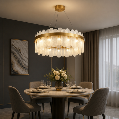 Gold Crystal LED Ring Chandelier