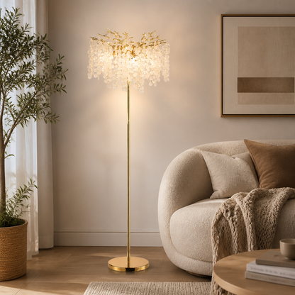 Silver Crystal LED Floor Lamp with Dimmable Light